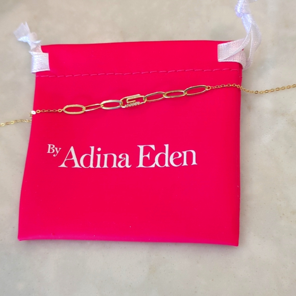 Adina Edin Pave Paper Clip Bracelet